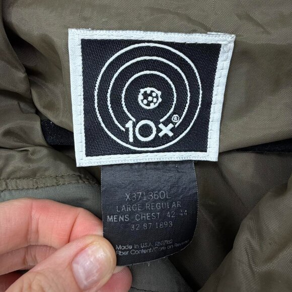 10X Men’s Hunting Jacket Large Hooded Outdoor Coat USA Made Waterproof Olive - Picture 2 of 5